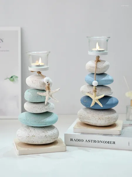 Bougeoirs créatifs en forme de pierre chandelier décoration ornements artisanat en bois étoile de mer affichage cadeaux d'anniversaire de table