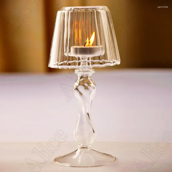 Candalos Lámpara de mesa creativa en forma de vaso transparente Europa Candelabra Ornamento Decoración de la boda Decoración del hogar