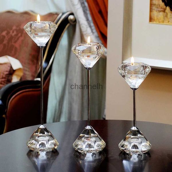 Bougeoirs Créatif Transparent cristal verre bougeoirs mariage gobelet candélabre noël chandelier décoration de la maison accessoires YQ231130