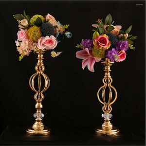 Bandlers Creative Vase Metal Holder Gold Wedding Tabletop Centorpiece Event Road Party Party Flower Rack Home Decor 1 Lot 10 PCS
