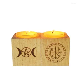 Bougeoirs créatifs en bois chandelier tasse calice autel énergie ornement bois fleur de vie symbole Rune