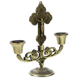 Candle Holders Cross Holder Christian Crucifix Taper Metal Candelabra Vintage Retro Decortick Home Wedding