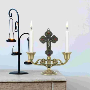 Bougeoirs porte-croix Christian Crucifix cône métal candélabre Vintage chandelier maison mariage