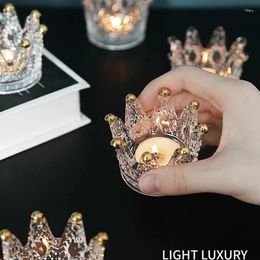 Portes de velas Crown Crystal Kandelaar Kaars Decoratie Cup Kroon Glas Beker Thuis Woonkamer Tafel Kristallen Glazen Kandelaars Nordic