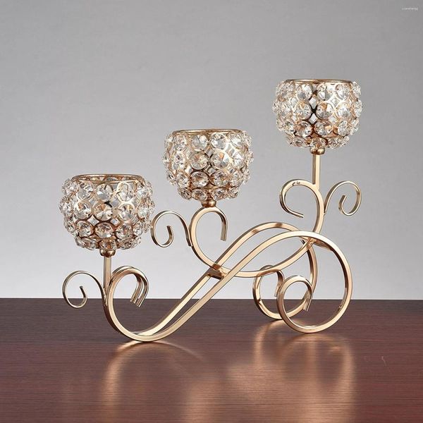 Portacandele in cristallo a 3 bracci candelabri scintillanti eleganti candelabri decorazione da tavola per decorazioni di nozze centrotavola per la casa