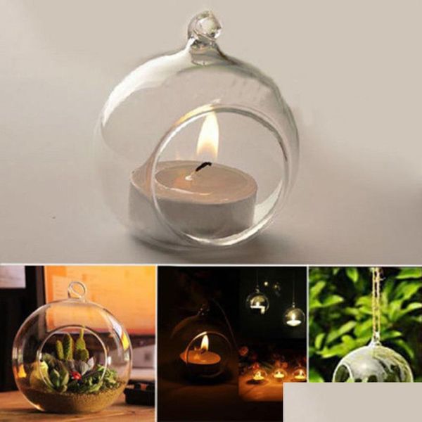 Bougeoirs Cristal Verre Suspendu Titulaire Home Party Dîner Décor Rond Air Plante Bubble Balls Drop Delivery Garden Dhk3V