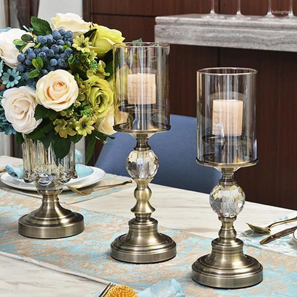 Soportes de velas Soporte de vidrio de cristal Nordic Candlestick Simple Modern Style Table Decoración Kandelaar Decoración del hogar BC50ZT