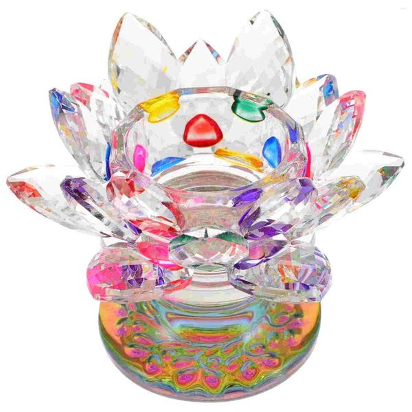 Bougeoirs Crystal Holder Decorative Bandleder Lotus Figurine Dîner Table Base de verre Bandelier pour la maison