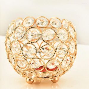 Kandelaarhouders Crystal Holder Home Desktop Ornament Gold Bowl Tea Light Wedding Party Centerpieces Luxe Decor Supply