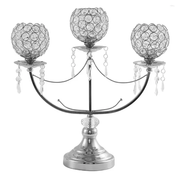 Soportes de velas Soporte de cristal con 3 centros de mesa decorativos de mesa de armas para la sala de estar Decoración de comidas en el hogar