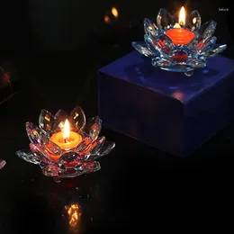 Soportes de velas Crystal Lotus Soporte brillante adecuado para decorar sala de estar jardín de dormitorio zen