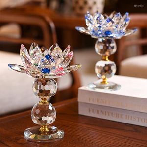 Bandlers Crystal Lotus Lamp Feng Shui Holder Long Bright Candlestick Buddhist Articles For Center Table Living Room Home Decor