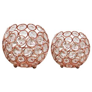 Candle Holders Crystal Rose Gold Gold Tea Light Houder Wedding Anniversary Decoratieve tafel Centerpieces Candlestick Stand