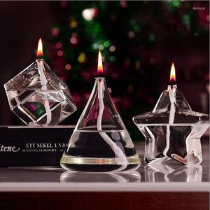 Bougeoirs Cubic Shaped Glass Oil Lamp Wedding Decoration Handcraft PortaCandela Friend Gift Holder