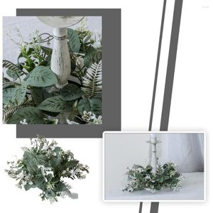 Candle Holders Cup Candlestick Base Simulation Green Plant Artikelen Decoratie kunstmatige krans trouwtafel L9W6