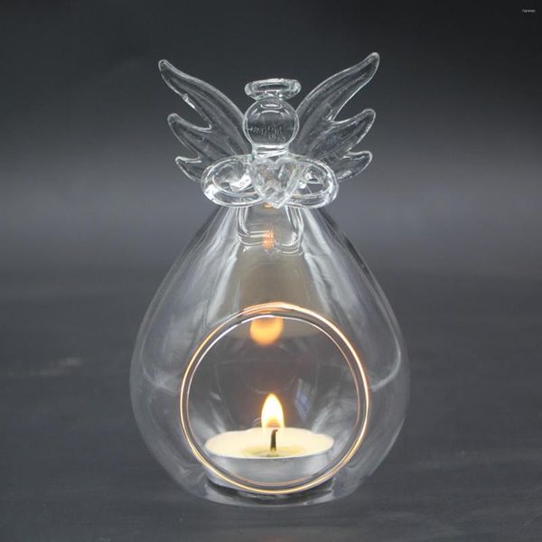 Bougeoirs mignon ange verre cristal suspendu support de lumière de thé décor à la maison chandelier chambre accessoires de famille goutte