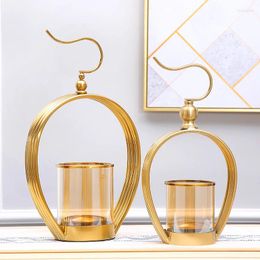 Candlers porte-cylindres Set Set Luxury Gold Soalight Hanging Living Room Decoracion Casa Home Accessories DL60ZT