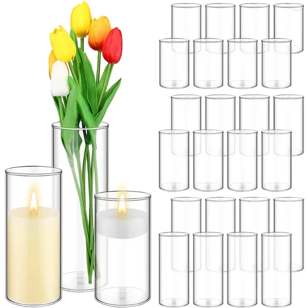 Bougeoirs Cylindre Vases En Verre 12 pièces Grand Support Transparent De Fleur Transparente Pour Les Centres De Table De Mariage Et La Décoration De La Maison