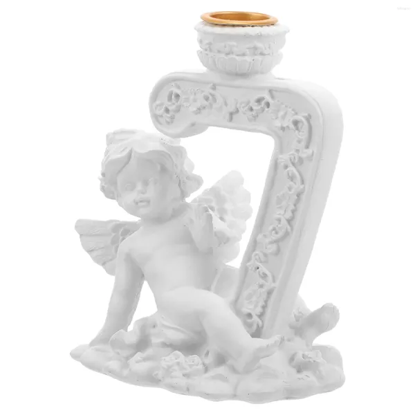 Bougeoirs Décor Cupidon Bureau Lampe À Beurre Artisanat Statue Chandelier Pilier Blanc Pour