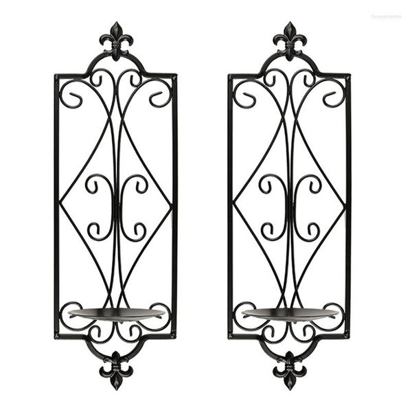 Portavelas decorativo negro enrollado hiedra Metal portavelas para colgar en la pared candelabro de pared candelita