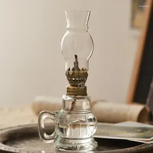 Bougeoirs Lampe à huile en verre de chambre à lampe décorative pour un éclairage de décoration à usage intérieur avec du kérosène ou des huiles de paraffine lanterne