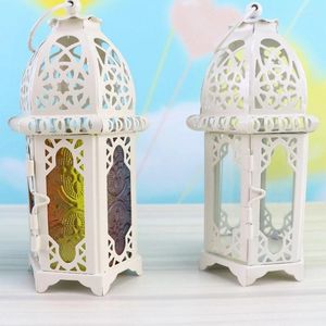 Bougeoirs décoratifs lanternes marocaines rétro fer support en verre suspendu table lumière mariage décor à la maison