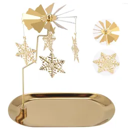 Bougeoirs plateau décoratif flocon de neige volant chandelier rotatif bougeoir pratique moulin à vent rotatif Durable noël