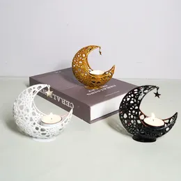 Kandelhouders gewijd voor Ramadan Midden -Oosterse Arabisch festival Moon -vormige kandel kandelaar Hollow Out Design S