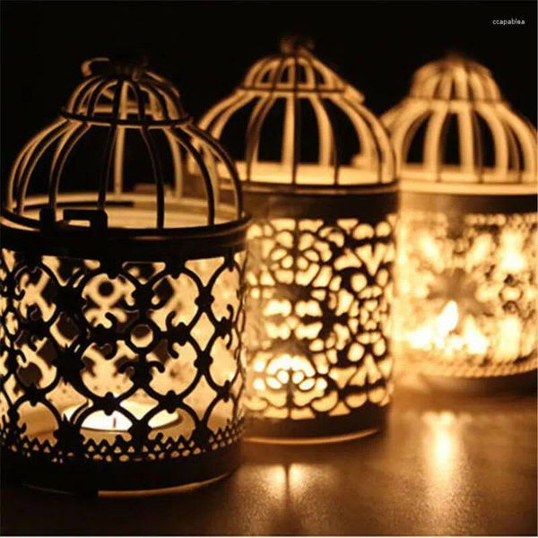 Candlers Design Metal Hollow Flower Holder TeaLight Bandlestick Lantern Bird Bird Cage Classic Wedding Party Decor