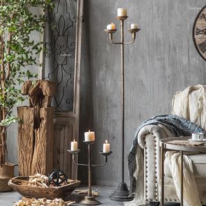 Candle Holders Designer Home Decoration American Retro Floor-Standing BB El Courtyard Iron Candlestick Ornamenten