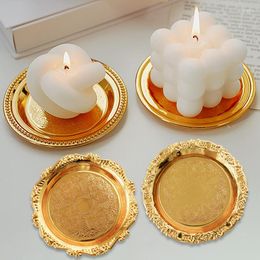 Kaarsenhouders dinerborden goud eetplaatsen serveerschalen rond cake lade keuken ornament geur metalen houder