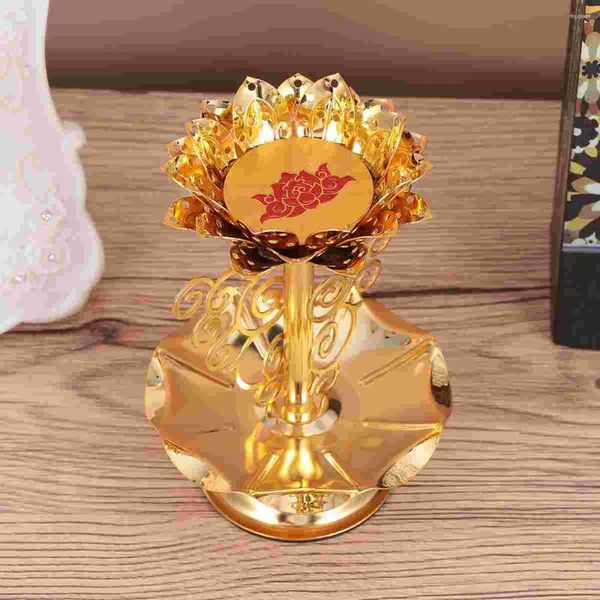 Candelabros Diwali Titular votivo Tealight Forma de flor religiosa Soporte de luz de té para la decoración de los templos del hogar 4 5 pulgadas