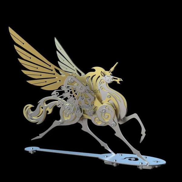 Candelabros DIY Metal Unicornio Caballo alado Modelo Kit Rompecabezas 3D Mecánico Hada Bestia Serie Ensamblaje Juguete Kits de modelos 3D para adultos YQ240123