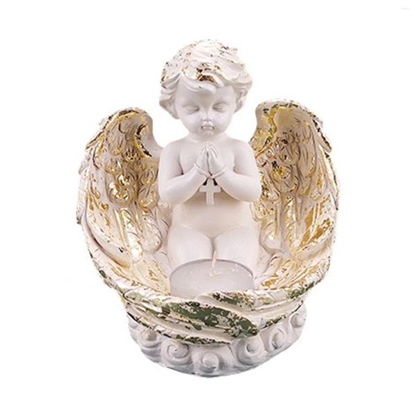 Bougeoirs Durable Angel Statue Tealight Holder Home Resin Figurine Sculpture apporter le bonheur pour le mariage Noël