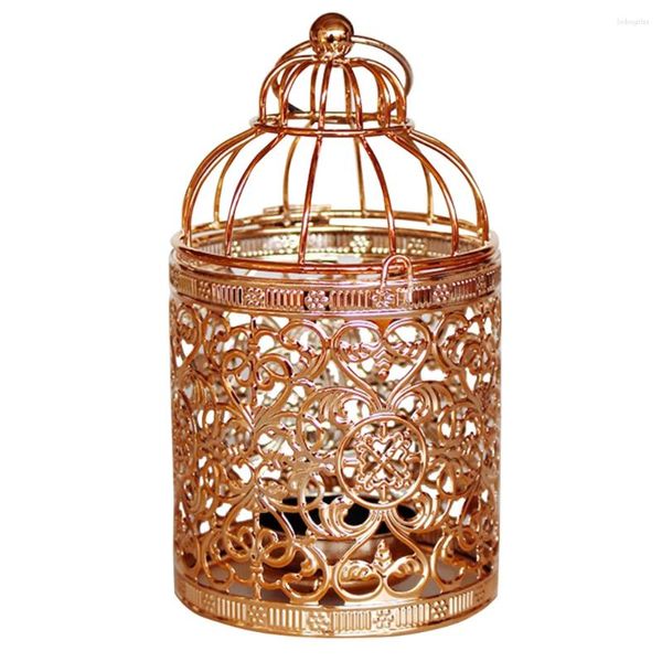 Bougeoirs décoratifs durables de Style européen, lanterne suspendue, ornement, Cage à oiseaux, thé, support artisanal en fer léger pour la maison