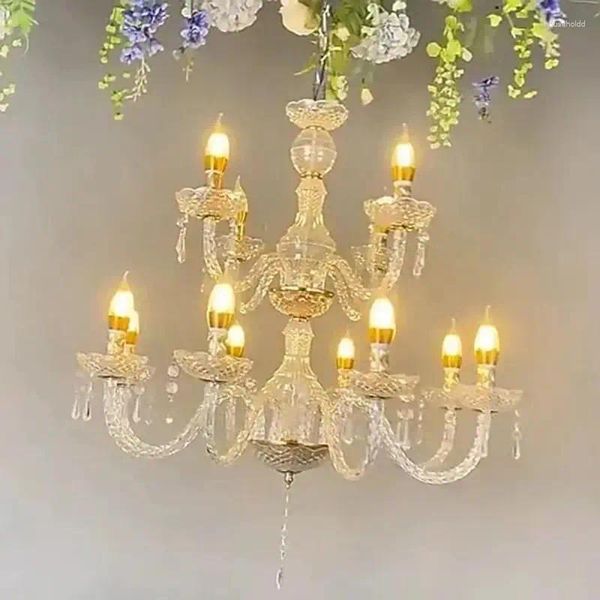 Bougeoirs El lampes de mariage lustre cristal or décoration accessoires plafond forgé