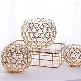 Candlers électroplate du support de boule de cristal en fer forgé créatif de mariage créatif décoration en vase creux