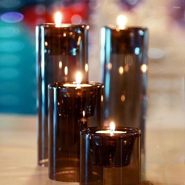 Portavelas elegante Simple moderno cristal para una boda marroquí Candels titular nórdico Tealight Porta Bougies Candl jarrones Tabl
