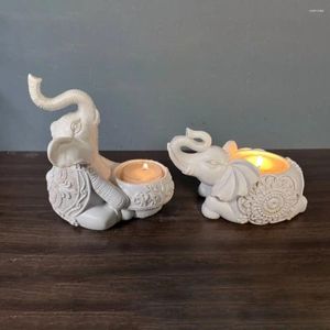 Bandlers Elephant Candlestick Retro Resin Relievo Bird Tea Light Holder Wedding Home Christmas Cadeaux chanceux