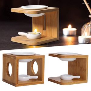 Portavelas Soporte de aceite esencial Estante de almacenamiento Madera de bambú Lámpara creativa para el hogar Adornos artesanales