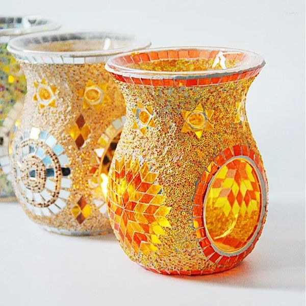 Bougeoirs Style ethnique tournesol mosaïque verre brûleur d'encens décoration Spa Club chandelier lampe à huile essentielle