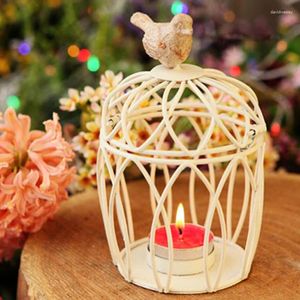 Kaarsenhouders Europa Style Birdcage Metal Wedding Decoratie Witte creatieve lantaarn Candlestick