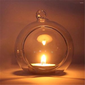 Bougeoirs Style Europe Route suspendue Solder Hollow Glows Globes Terrarium Wedding Transparent Candlestick