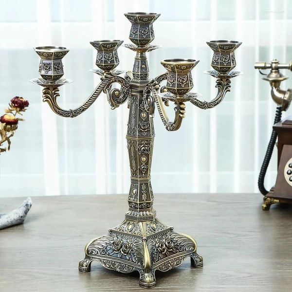 Bandlers européens 5 armes bronze créatif romantique aux chandelles dîner décotatif partage candélabro maison el chandelier