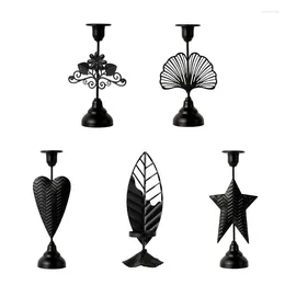 Bougeoirs européens noirs, chandelier en fer métallique, support conique décoratif pour fête, mariage, salle à manger, décoration de maison