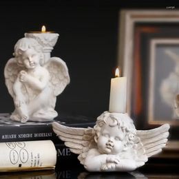 Bougenders européens Cupid Angel Resin Holder Sculpture Bibliothèque Armoire Figurines Décoration Home Bedroom Bureau Fenuage Artisanat
