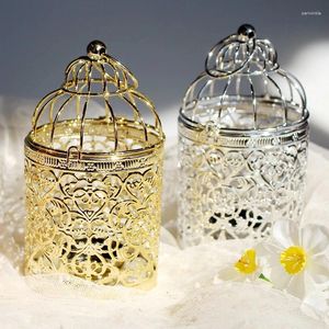 Kaarsenhouders Europees Gold Pating Metal Craft Products Bird Cage Candlestick Home Decoratie Wedding Props