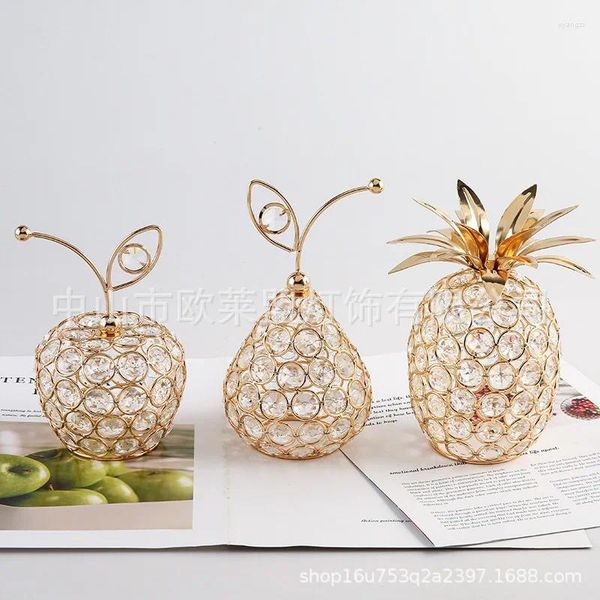 Bougeoirs Européen De Luxe Pomme D'or Ananas Ornements Décoratifs Verre Thé Photophore Décoration De La Maison Bureau Salle À Manger