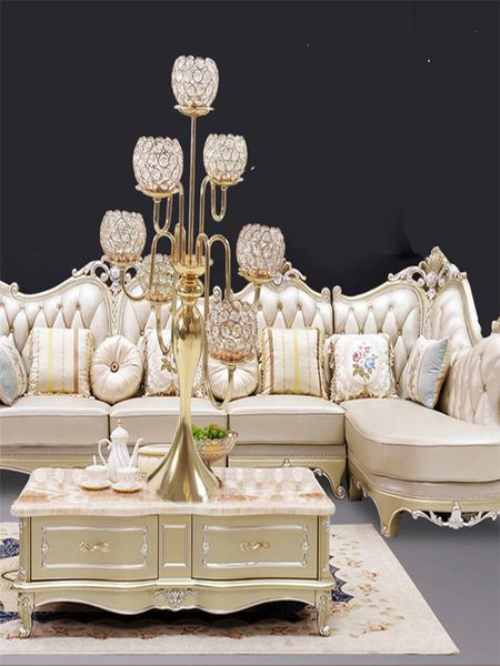 Bougeoirs Européen À Sept Têtes Chandelier En Cristal Accessoires De Mariage Acrylique Route Plomb Décoration De La Maison Ornements De NoëlBougie