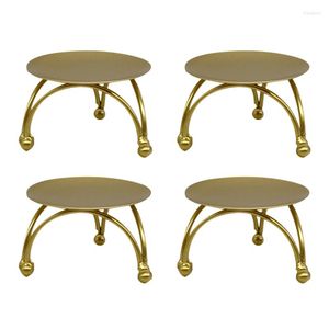Candle Holders European Style Candlestick Iron Retro Round Table Golden For Home Festive Ornament 4pcs